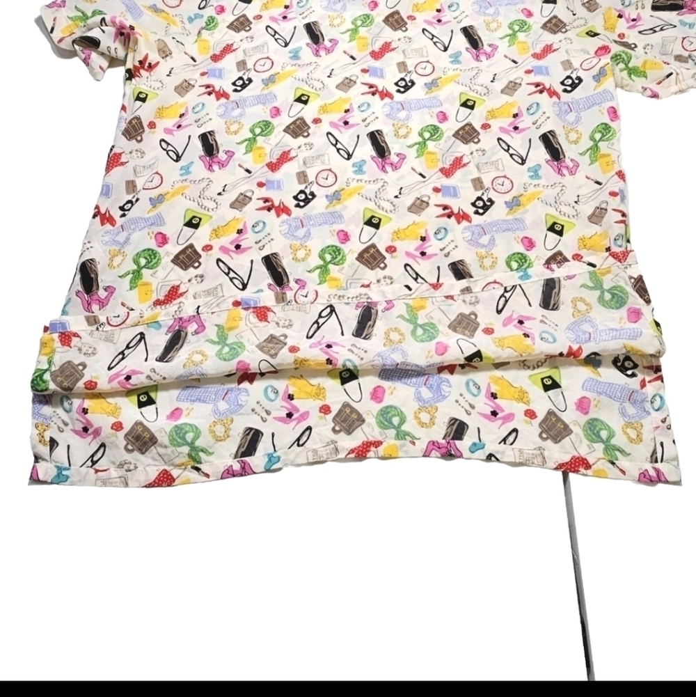 Edward 100% Silk Novelty Girly Fashion Shopping Summer Vacation Print Small Top - Picture 7 of 11